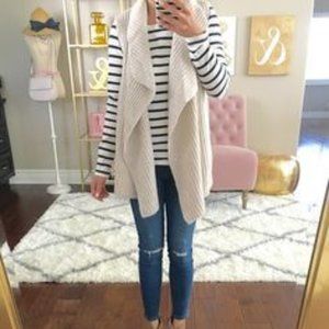 Altar'd State Cream Waterfall Fuzzy Vest